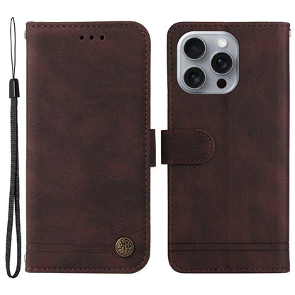 For iPhone 16 Pro Max Case Skin Feeling Leather Wallet Stand Phone Cover with Strap