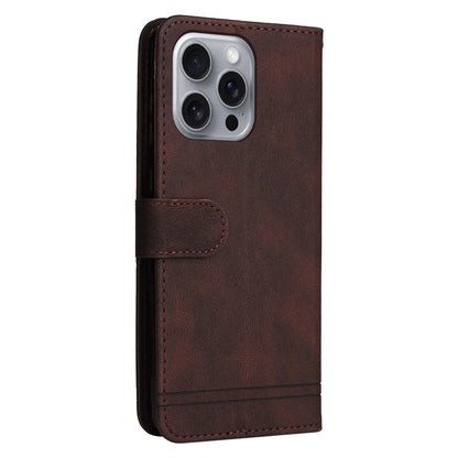 For iPhone 16 Pro Max Case Skin Feeling Leather Wallet Stand Phone Cover with Strap