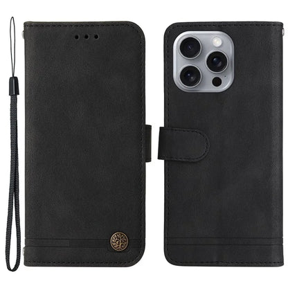 For iPhone 16 Pro Max Case Skin Feeling Leather Wallet Stand Phone Cover with Strap