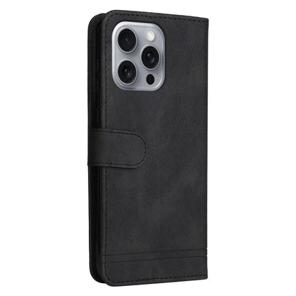 For iPhone 16 Pro Max Case Skin Feeling Leather Wallet Stand Phone Cover with Strap