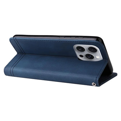 For iPhone 16 Pro Max Case Skin Feeling Leather Wallet Stand Phone Cover with Strap