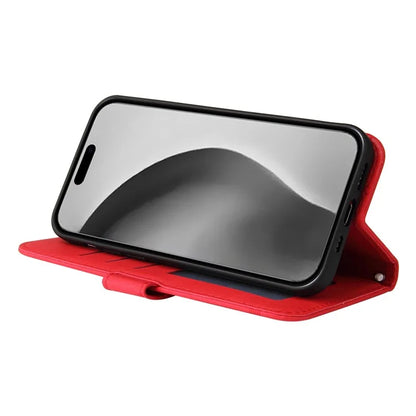 For iPhone 16 Pro Max Case Skin Feeling Leather Wallet Stand Phone Cover with Strap