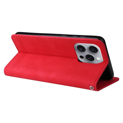 For iPhone 16 Pro Max Case Skin Feeling Leather Wallet Stand Phone Cover with Strap