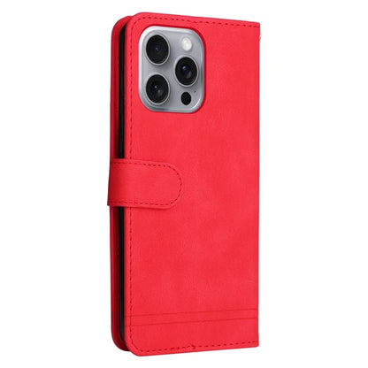 For iPhone 16 Pro Max Case Skin Feeling Leather Wallet Stand Phone Cover with Strap