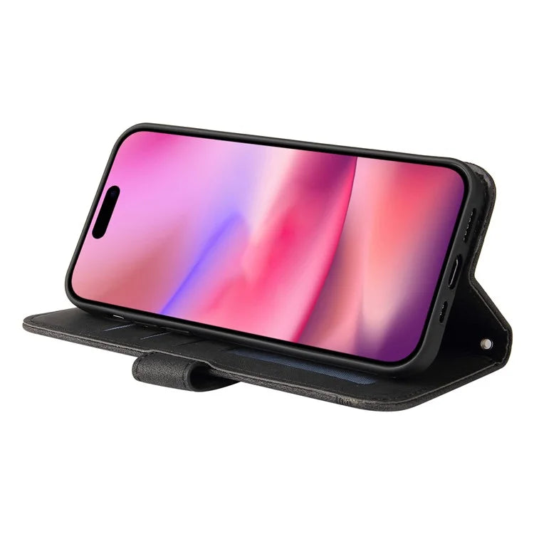 For iPhone 16 Case Wallet Leather Phone Cover Tree Hardware Decor