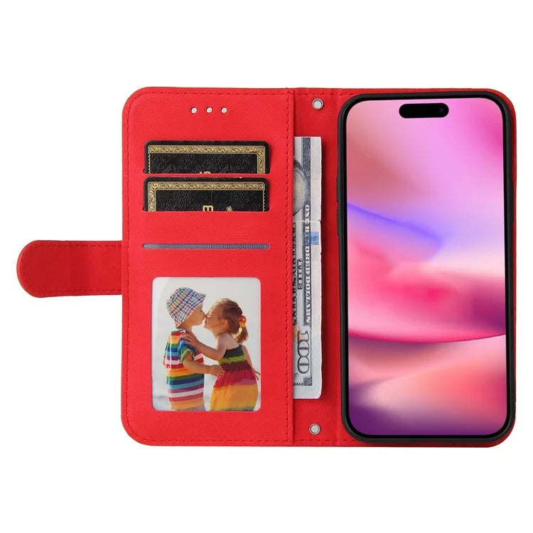 For iPhone 16 Case Wallet Leather Phone Cover Tree Hardware Decor