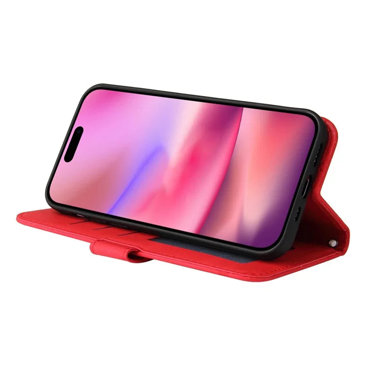 For iPhone 16 Case Wallet Leather Phone Cover Tree Hardware Decor