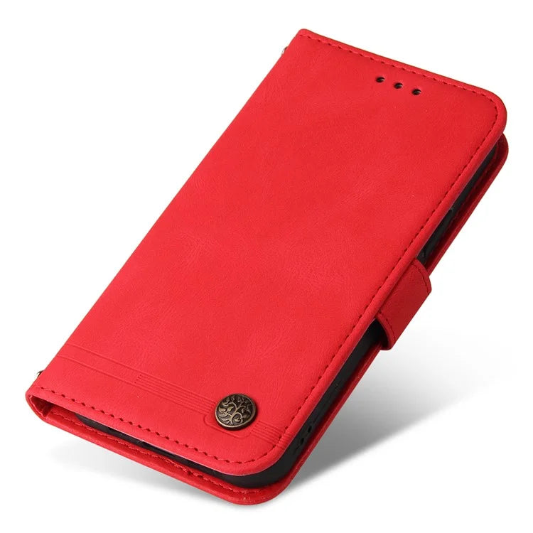 For iPhone 16 Case Wallet Leather Phone Cover Tree Hardware Decor