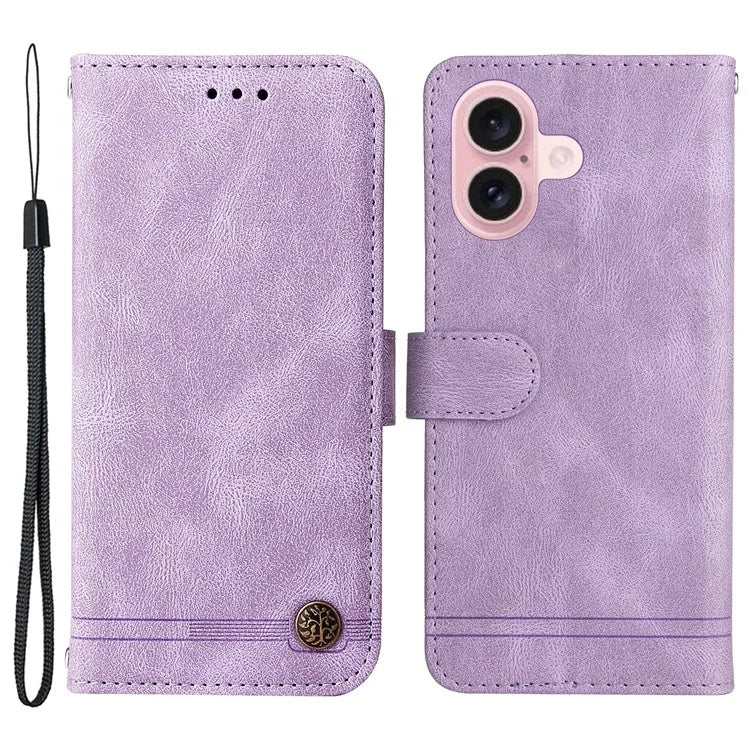 For iPhone 16 Case Wallet Leather Phone Cover Tree Hardware Decor