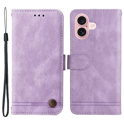 For iPhone 16 Case Wallet Leather Phone Cover Tree Hardware Decor