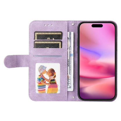For iPhone 16 Case Wallet Leather Phone Cover Tree Hardware Decor