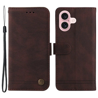 For iPhone 16 Case Wallet Leather Phone Cover Tree Hardware Decor