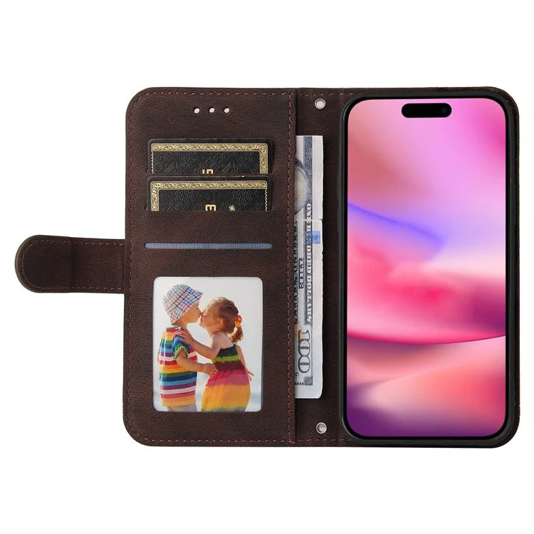 For iPhone 16 Case Wallet Leather Phone Cover Tree Hardware Decor