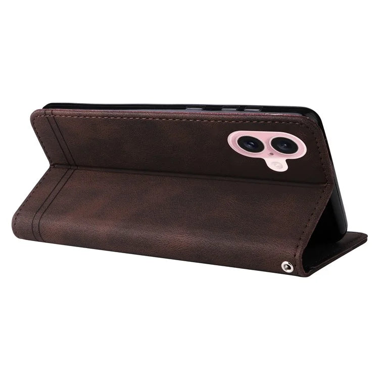 For iPhone 16 Case Wallet Leather Phone Cover Tree Hardware Decor