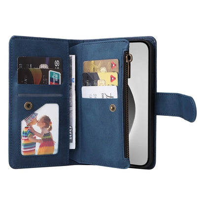 For iPhone 16 Pro Max Case Zipper Pocket Hand Strap Leather Phone Cover