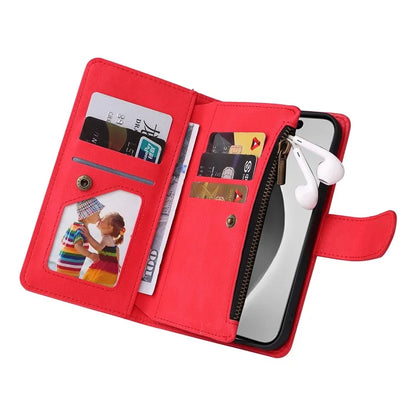For iPhone 16 Pro Max Case Zipper Pocket Hand Strap Leather Phone Cover