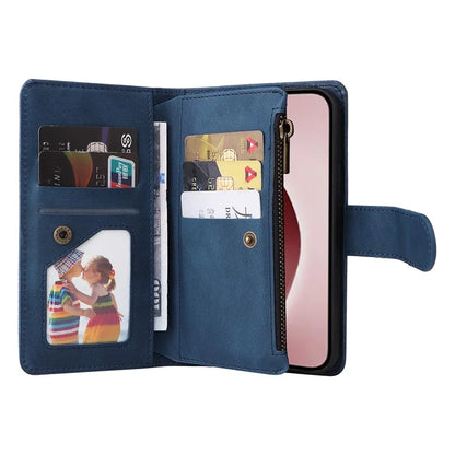 For iPhone 16 Pro Case Leather Folio Wallet Phone Cover with Stand Zipper Pocket