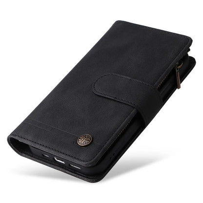 For iPhone 16 Leather Case Zipper Pocket Protective Phone Cover