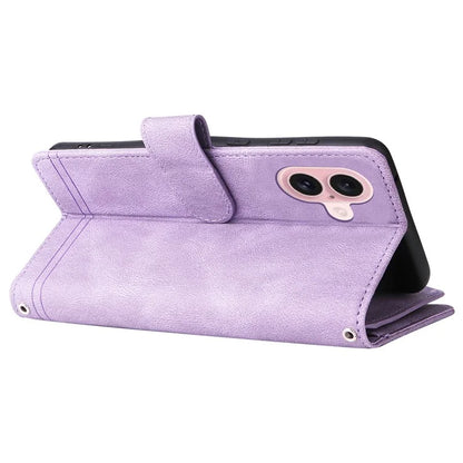 For iPhone 16 Leather Case Zipper Pocket Protective Phone Cover