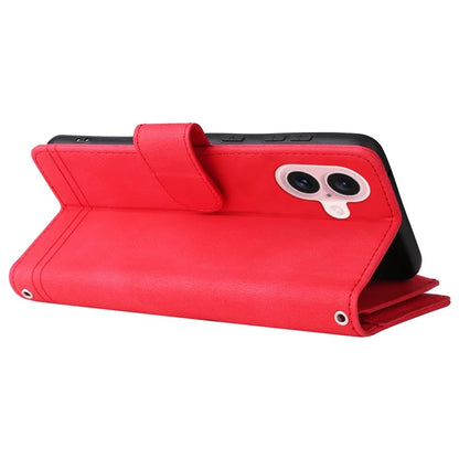 For iPhone 16 Leather Case Zipper Pocket Protective Phone Cover