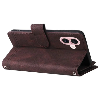 For iPhone 16 Leather Case Zipper Pocket Protective Phone Cover