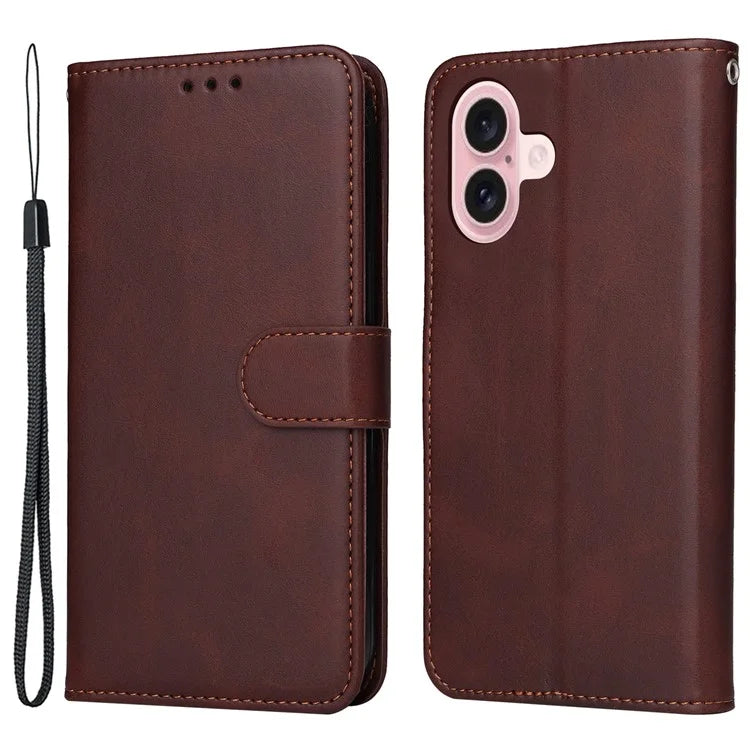 For iPhone 16 Case PU Leather Stand Phone Cover  with 3 Card Slots Wallet