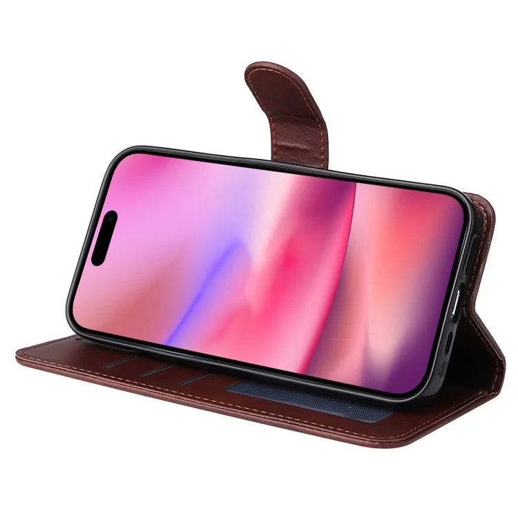 For iPhone 16 Case PU Leather Stand Phone Cover  with 3 Card Slots Wallet