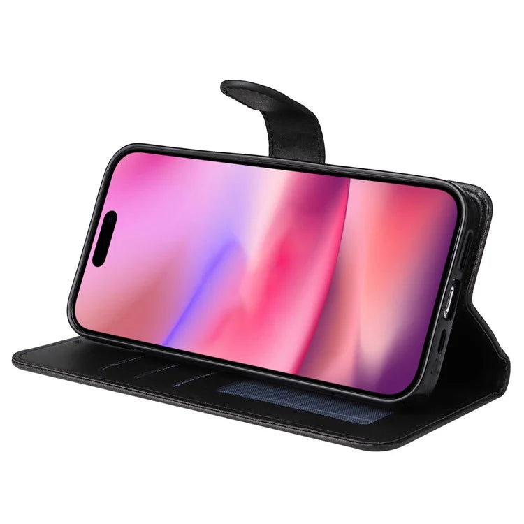 For iPhone 16 Case PU Leather Stand Phone Cover  with 3 Card Slots Wallet
