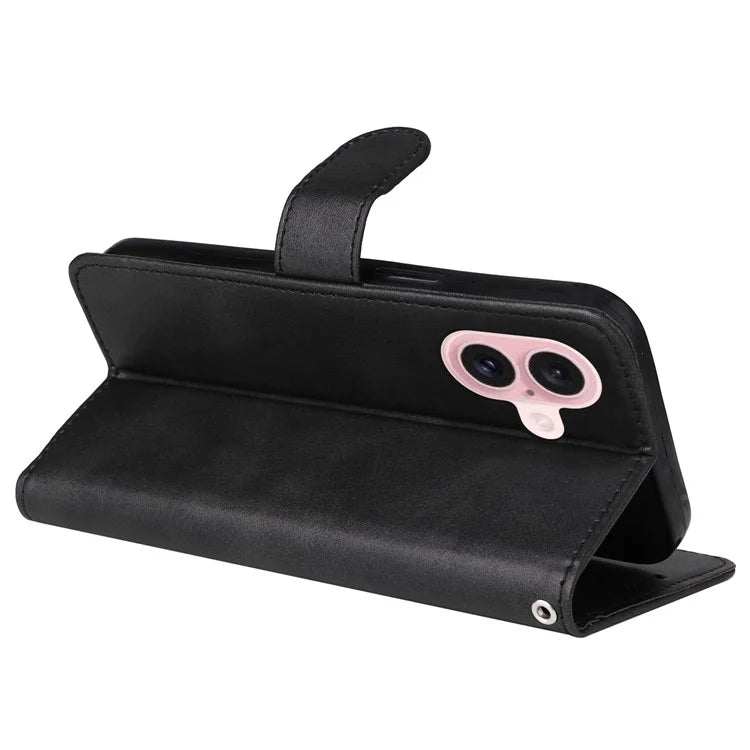 For iPhone 16 Case PU Leather Stand Phone Cover  with 3 Card Slots Wallet