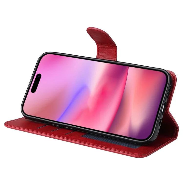 For iPhone 16 Case PU Leather Stand Phone Cover  with 3 Card Slots Wallet