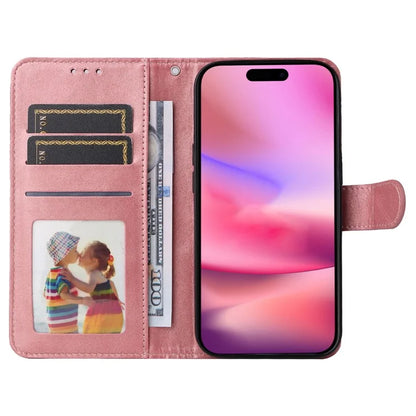 For iPhone 16 Case PU Leather Stand Phone Cover  with 3 Card Slots Wallet