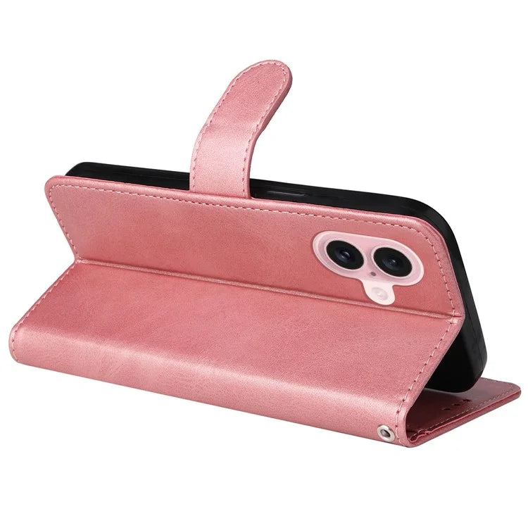 For iPhone 16 Case PU Leather Stand Phone Cover  with 3 Card Slots Wallet