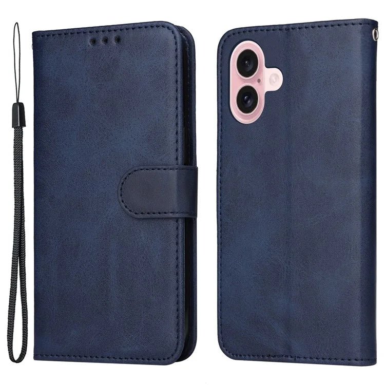 For iPhone 16 Case PU Leather Stand Phone Cover  with 3 Card Slots Wallet