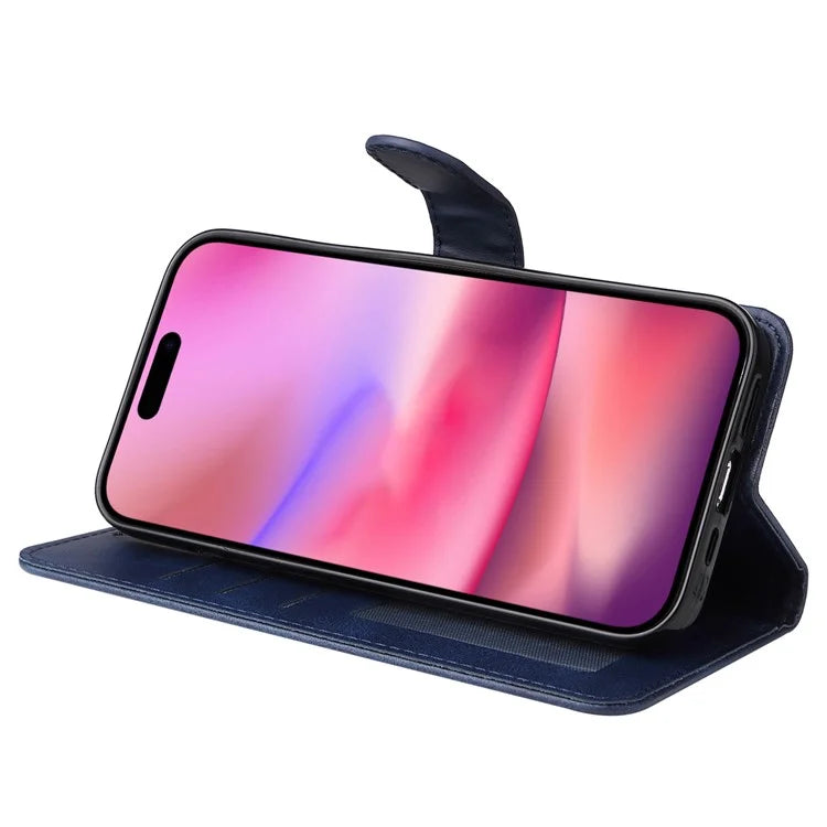 For iPhone 16 Case PU Leather Stand Phone Cover  with 3 Card Slots Wallet