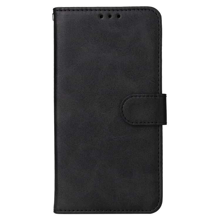 For iPhone 16 Plus Leather Wallet Case Calf Texture Magnetic Clasp Cell Phone Cover