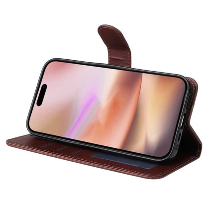 For iPhone 16 Plus Leather Wallet Case Calf Texture Magnetic Clasp Cell Phone Cover
