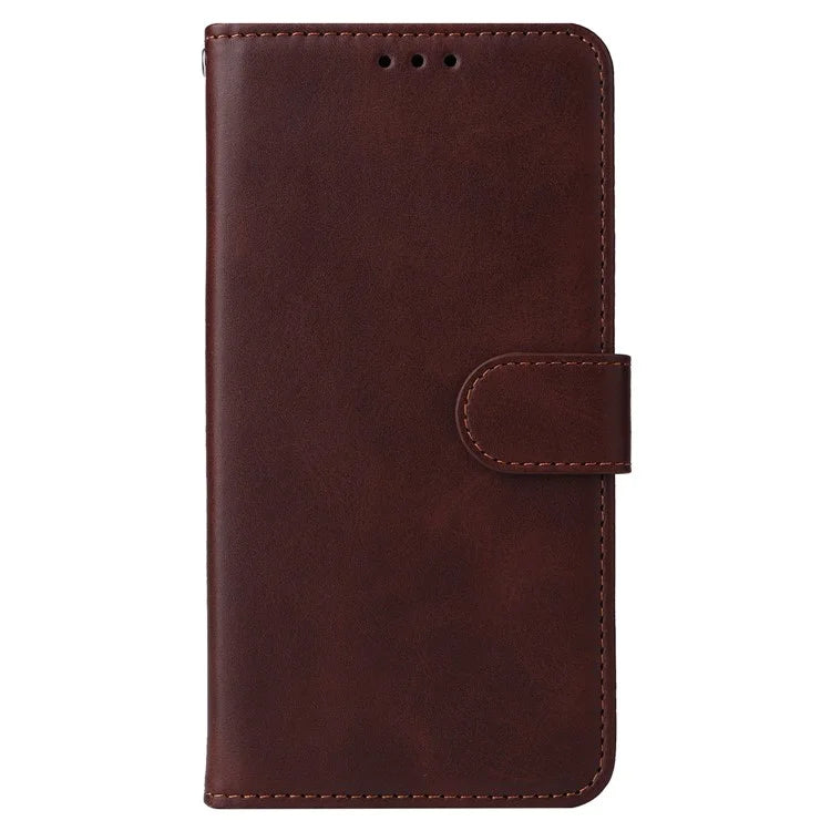 For iPhone 16 Plus Leather Wallet Case Calf Texture Magnetic Clasp Cell Phone Cover