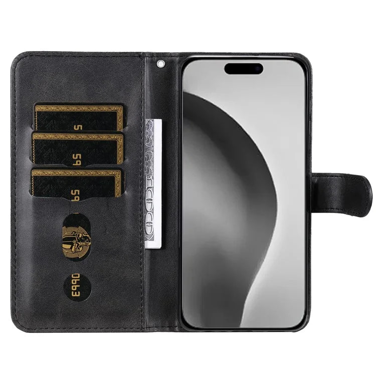 For iPhone 16 Pro Max Case Zipper Pocket Flip Shockproof Leather Phone Cover