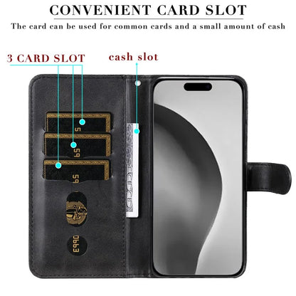 For iPhone 16 Pro Max Case Zipper Pocket Flip Shockproof Leather Phone Cover