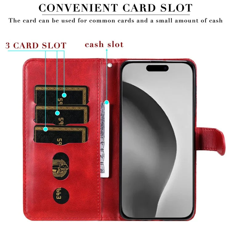 For iPhone 16 Pro Max Case Zipper Pocket Flip Shockproof Leather Phone Cover
