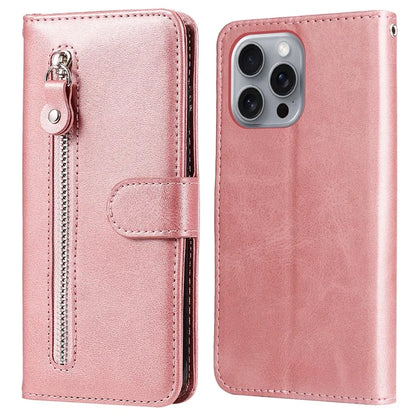 For iPhone 16 Pro Max Case Zipper Pocket Flip Shockproof Leather Phone Cover