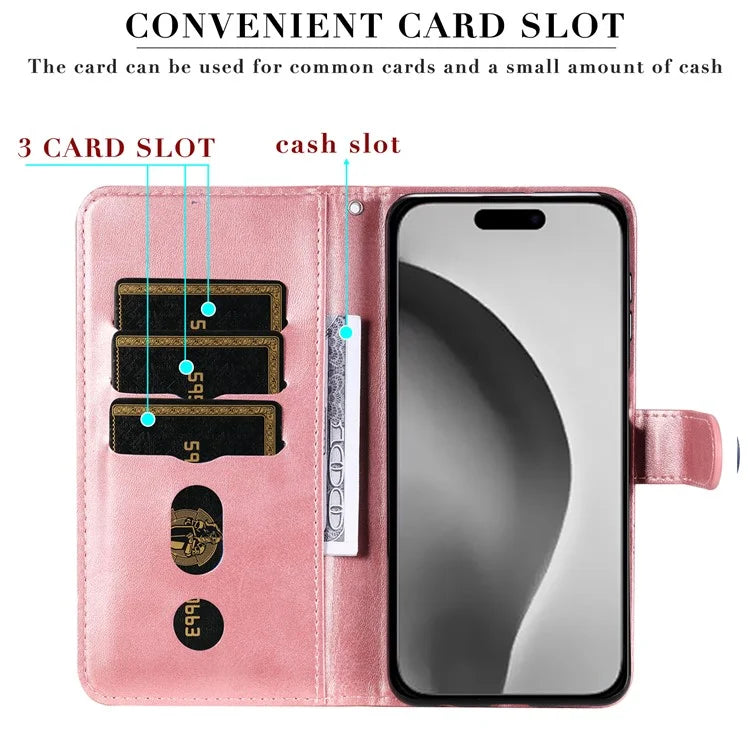 For iPhone 16 Pro Max Case Zipper Pocket Flip Shockproof Leather Phone Cover