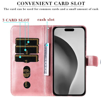 For iPhone 16 Pro Max Case Zipper Pocket Flip Shockproof Leather Phone Cover