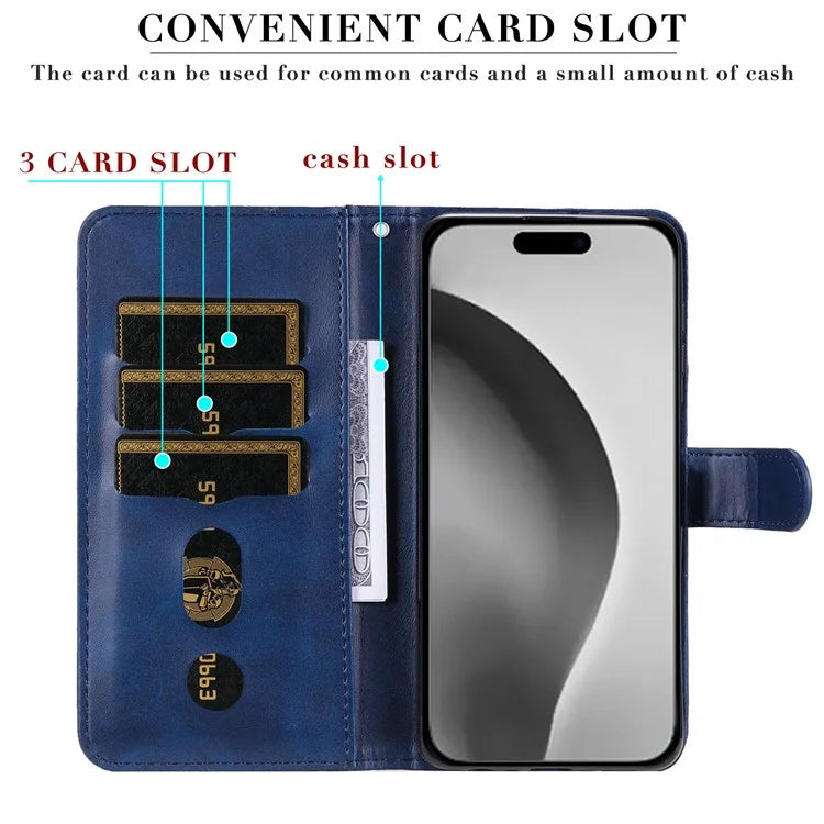 For iPhone 16 Pro Max Case Zipper Pocket Flip Shockproof Leather Phone Cover