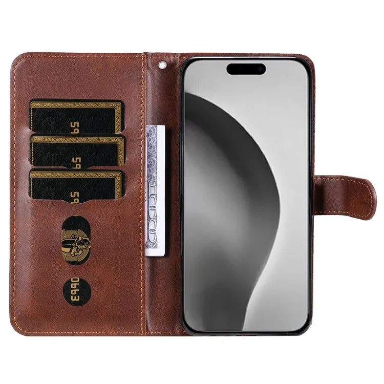 For iPhone 16 Pro Max Case Zipper Pocket Flip Shockproof Leather Phone Cover