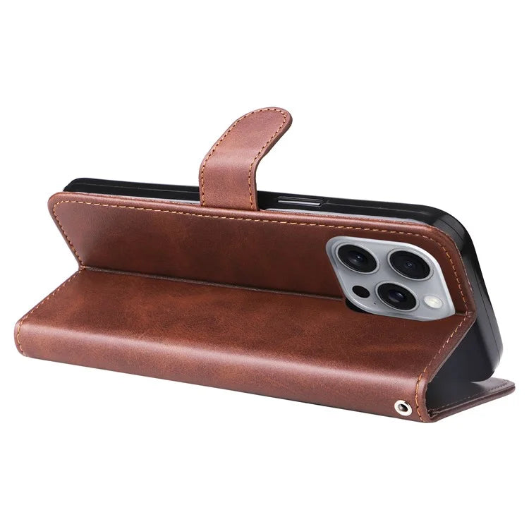 For iPhone 16 Pro Max Case Zipper Pocket Flip Shockproof Leather Phone Cover