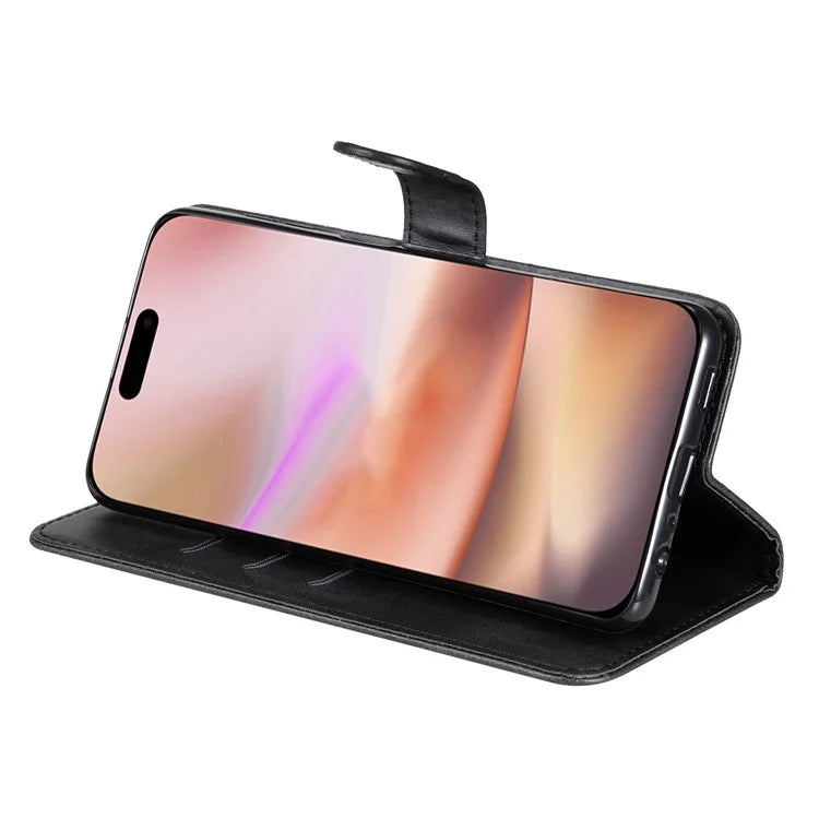 For iPhone 16 Plus Case PU Leather Card Slots Zipper Pocket Phone Cover