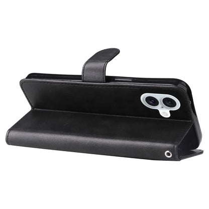 For iPhone 16 Plus Case PU Leather Card Slots Zipper Pocket Phone Cover