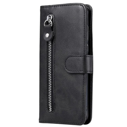 For iPhone 16 Plus Case PU Leather Card Slots Zipper Pocket Phone Cover
