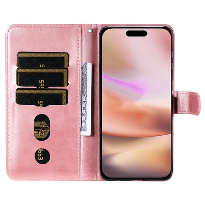 For iPhone 16 Plus Case PU Leather Card Slots Zipper Pocket Phone Cover